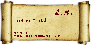 Liptay Arikán névjegykártya